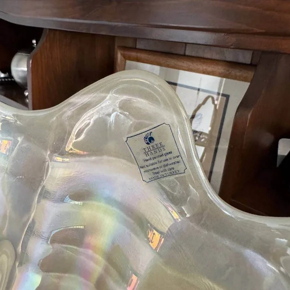 Large Iridescent Shell Glass Decorative Bowl - Picture 5 of 5